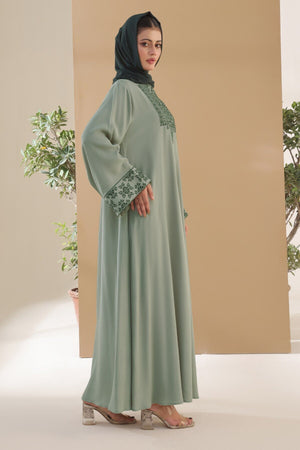 Sage Green Embroidered Abaya
