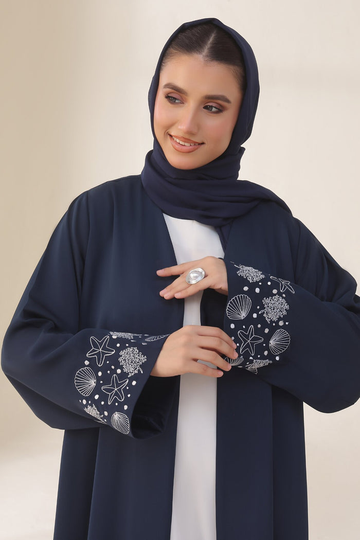 Seashell Embroidered Tuna Abaya