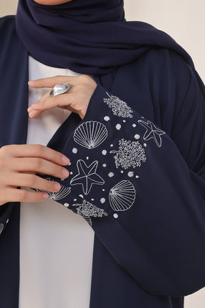 Seashell Embroidered Tuna Abaya