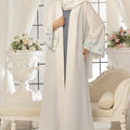 Seashell Embroidered White Abaya