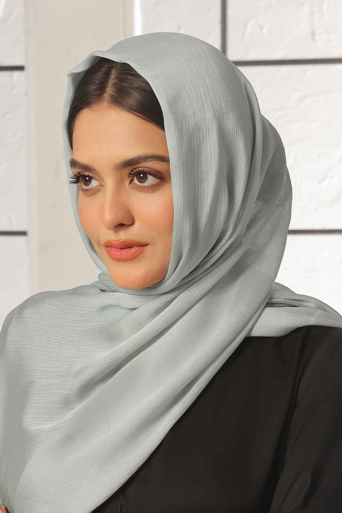 Silver Crinkle Silk Hijab