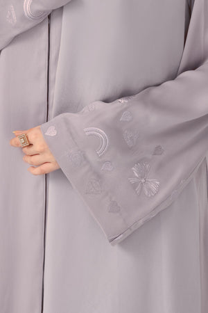 Swirls Embroidered Lilac Abaya