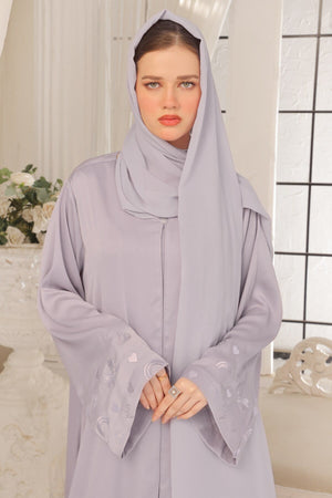 Swirls Embroidered Lilac Abaya