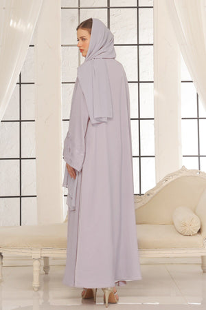 Swirls Embroidered Lilac Abaya