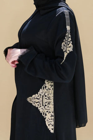 Taffeta Gold Embroidered Abaya