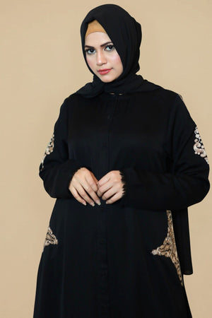 Taffeta Gold Embroidered Abaya