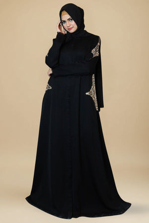 Taffeta Gold Embroidered Abaya