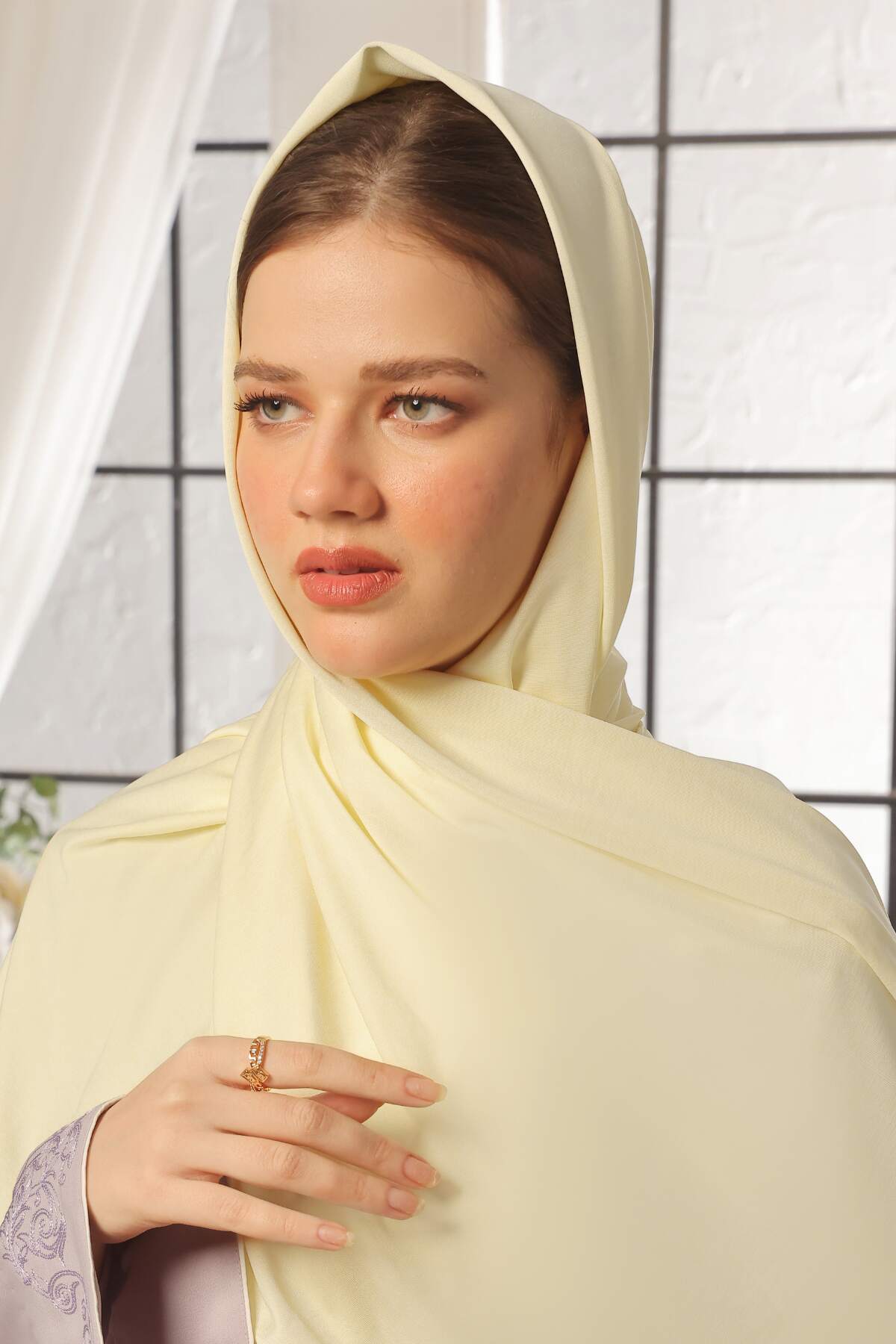 Tan Yellow Jersey Hijab