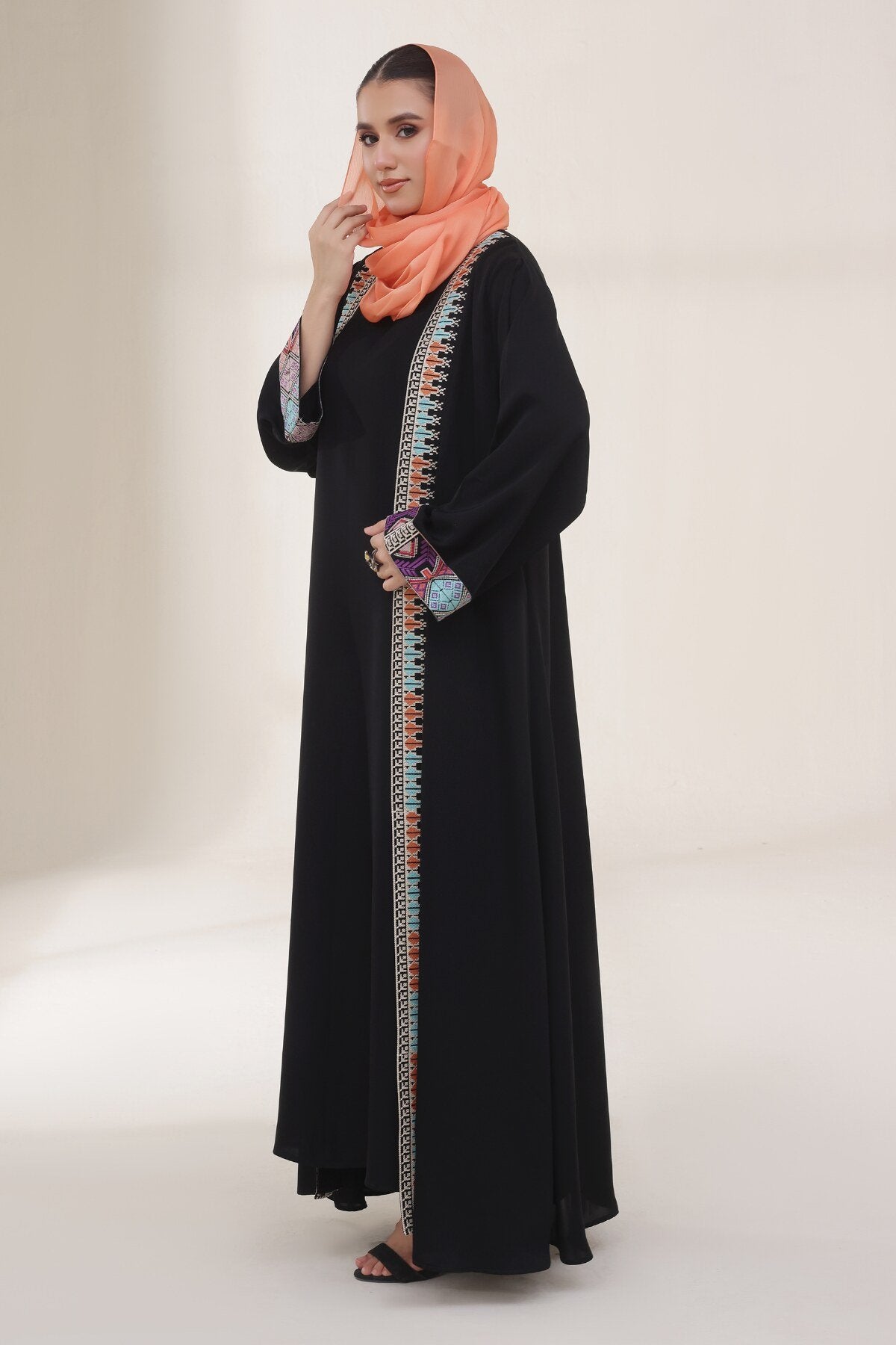 Tatreez Cross-Stitch Embroidered Abaya