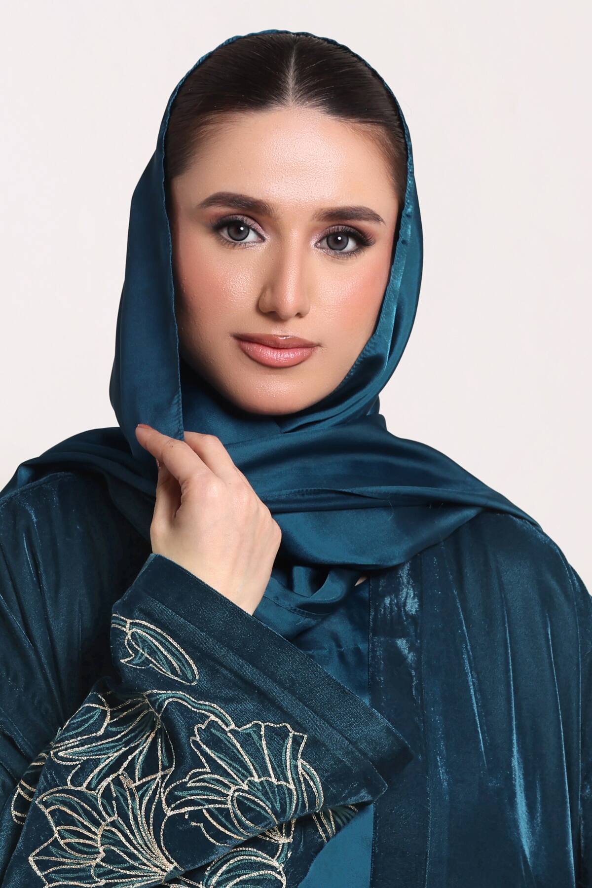 Teal Blue Silk Hijab