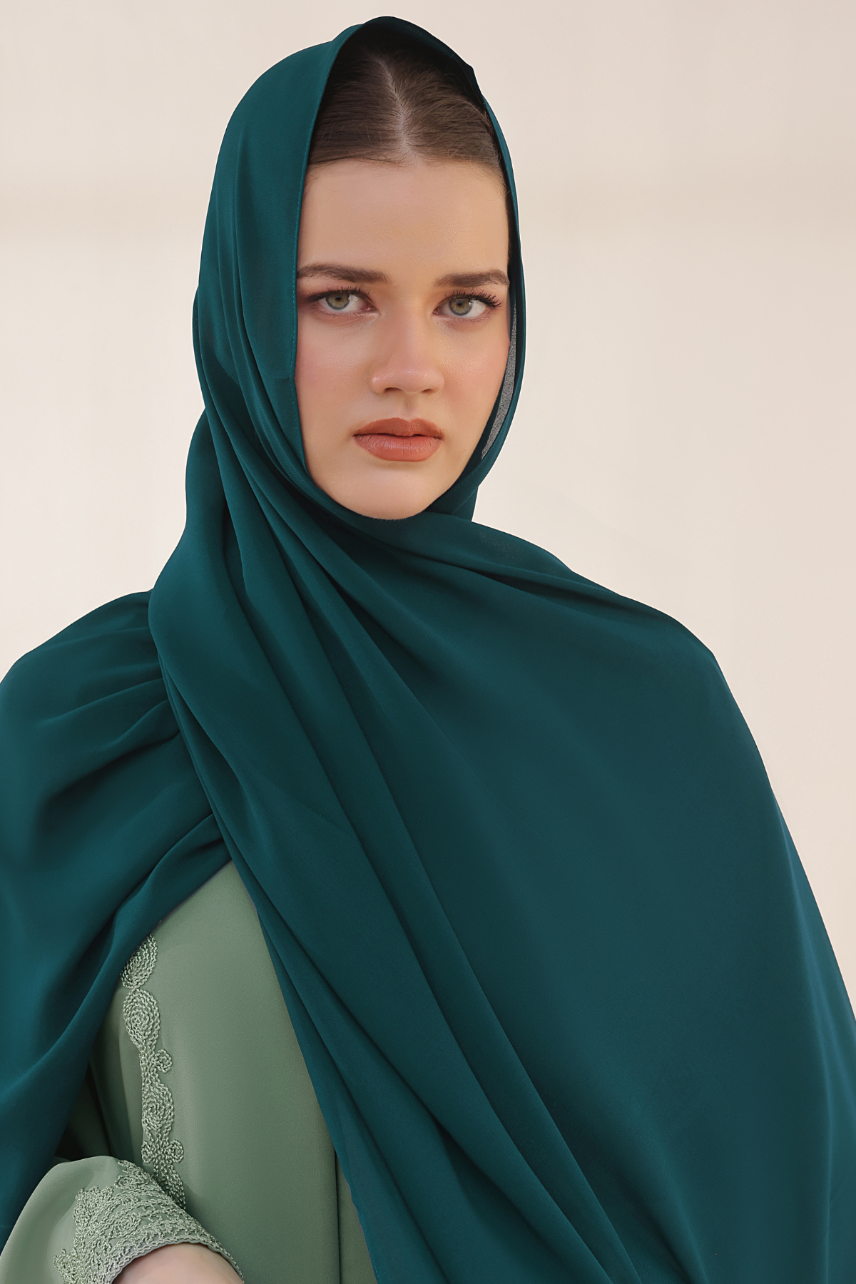Teal Blue Georgette Hijab