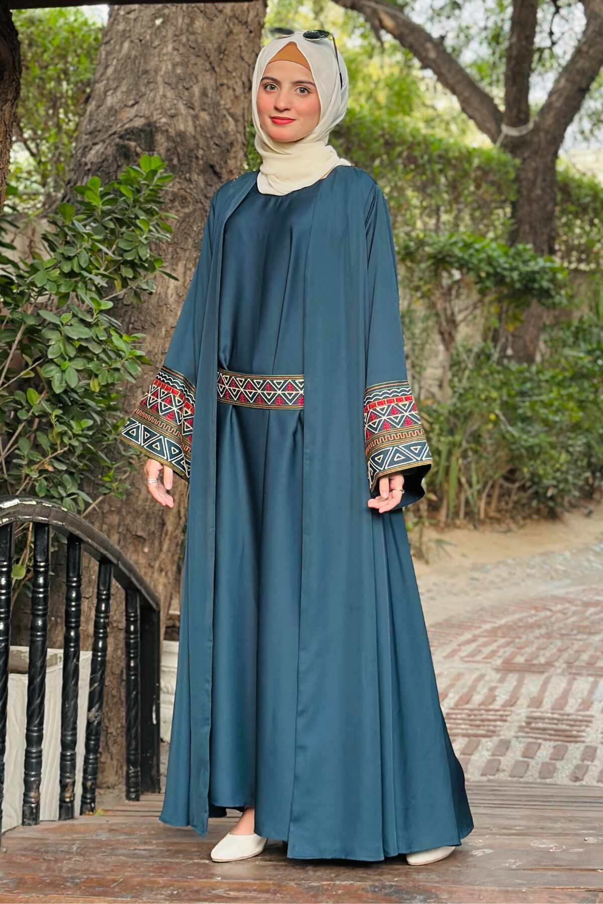 Teal Blue Kimono Abaya