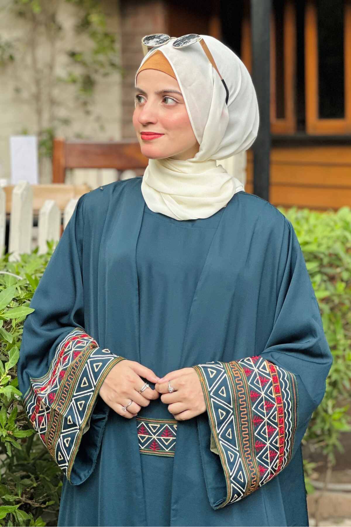 Teal Blue Kimono Abaya