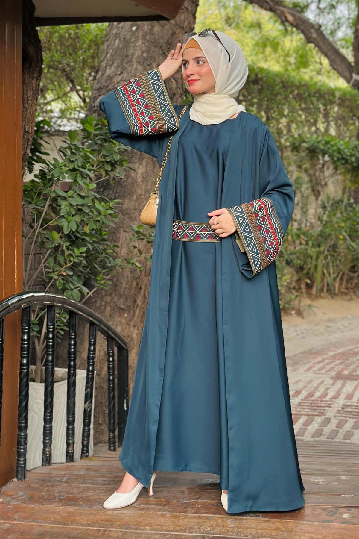 Teal Blue Kimono Abaya