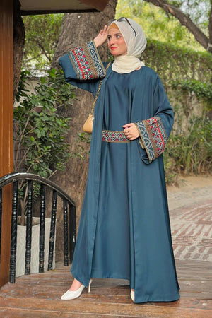 Teal Blue Kimono Abaya