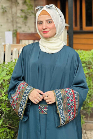 Teal Blue Kimono Abaya