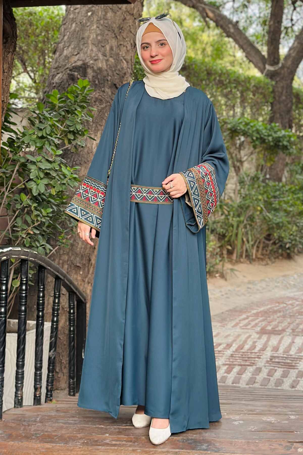 Teal Blue Kimono Abaya