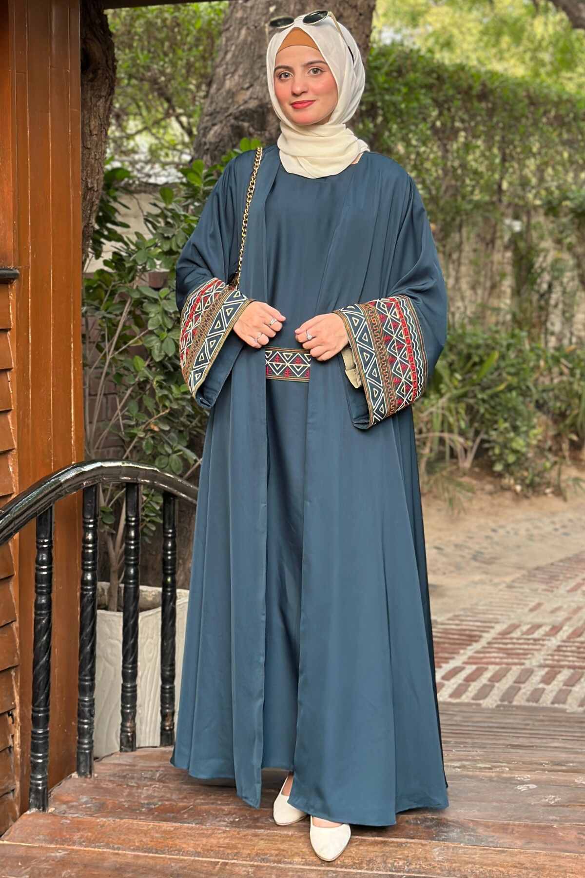 Teal Blue Kimono Abaya