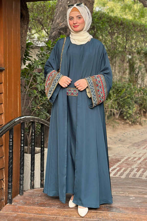 Teal Blue Kimono Abaya