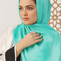 Turquoise Crinkle Silk Hijab