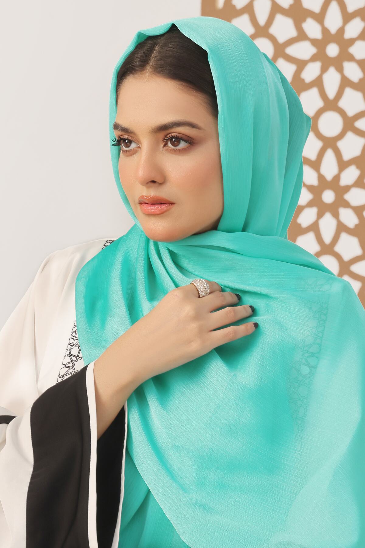 Turquoise Crinkle Silk Hijab