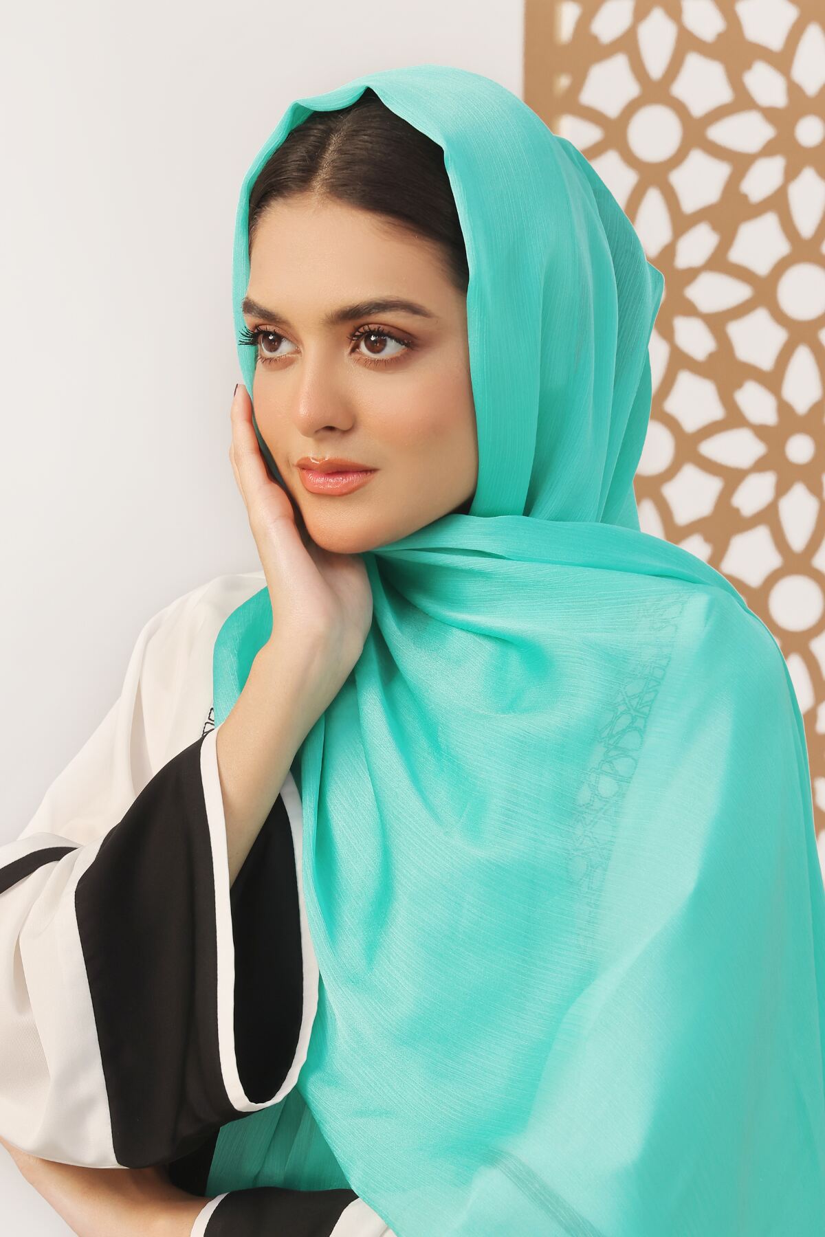 Turquoise Crinkle Silk Hijab