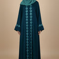 Turquoise Peacock Embroidered Abaya