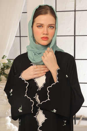 Wave Black Embroidered Abaya