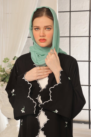 Wave Black Embroidered Abaya