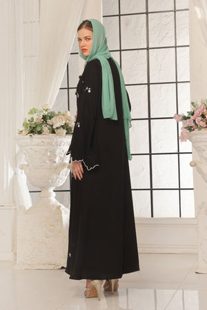 Wave Black Embroidered Abaya