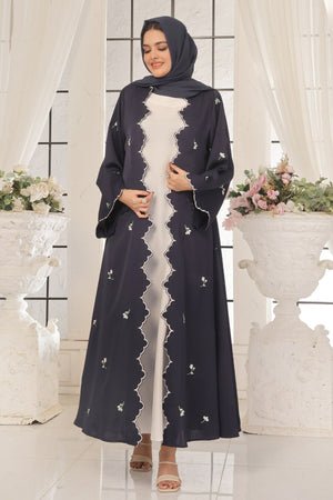 Wave Blue Embroidered Abaya