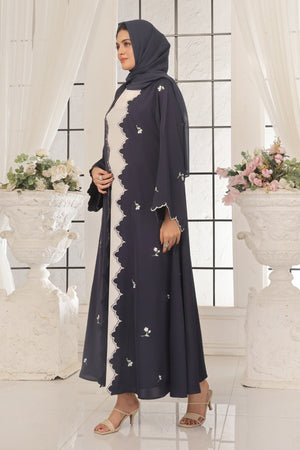 Wave Blue Embroidered Abaya