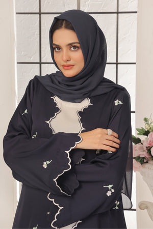 Wave Blue Embroidered Abaya