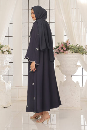 Wave Blue Embroidered Abaya