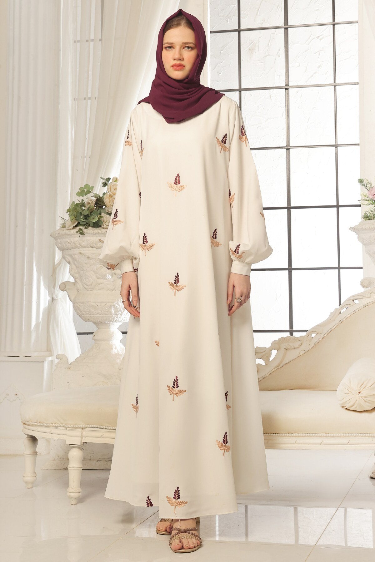 White Festive Abaya