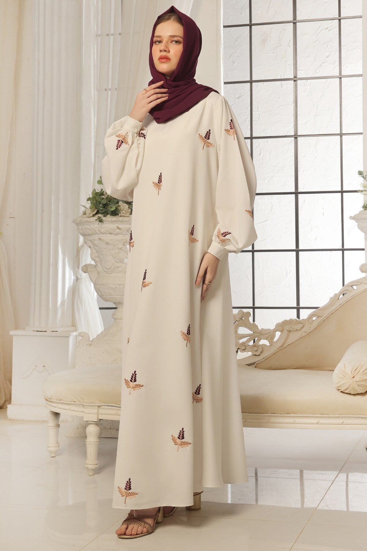 White Festive Abaya