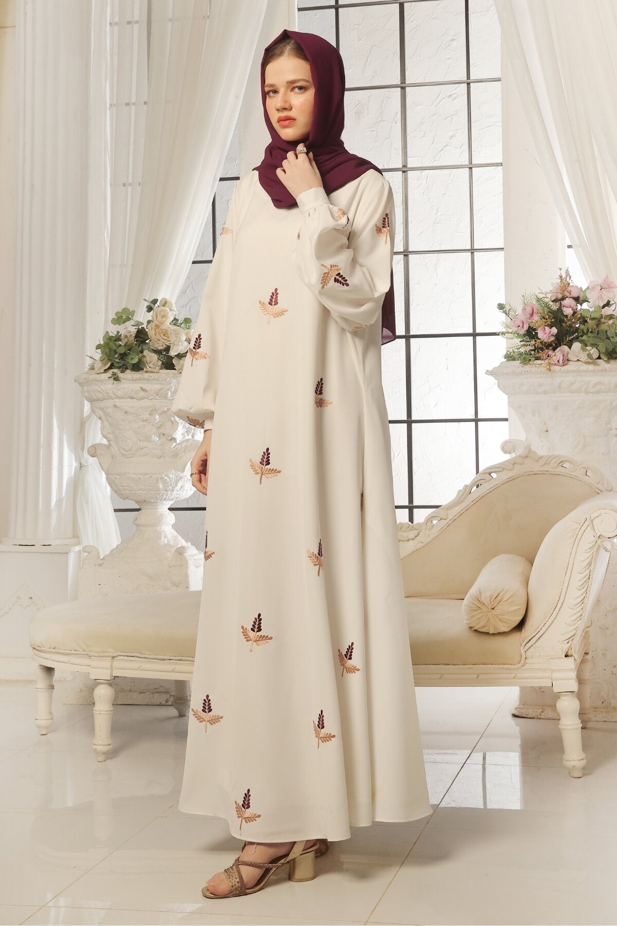 White Festive Abaya