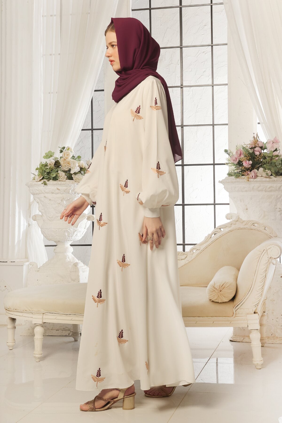White Festive Abaya