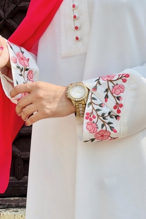 White Sakura Abaya