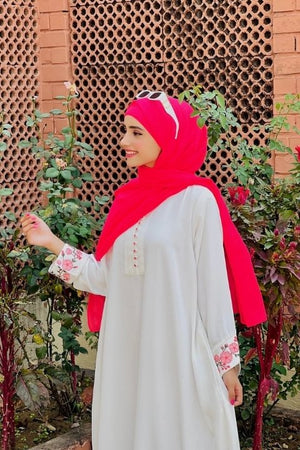 White Sakura Abaya