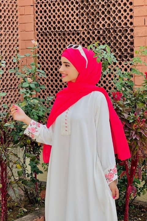 White Sakura Abaya