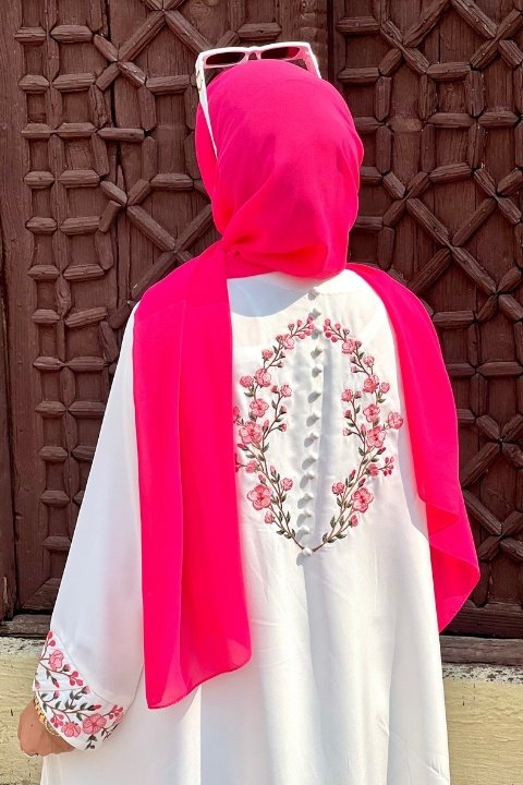 White Sakura Abaya